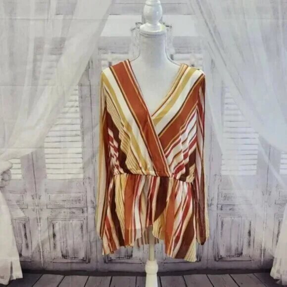 Cato Striped Cold Shoulder Blouse - Picture 1 of 4